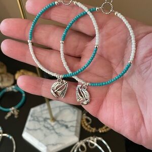 Silver and Turquoise Beaded Earrings
